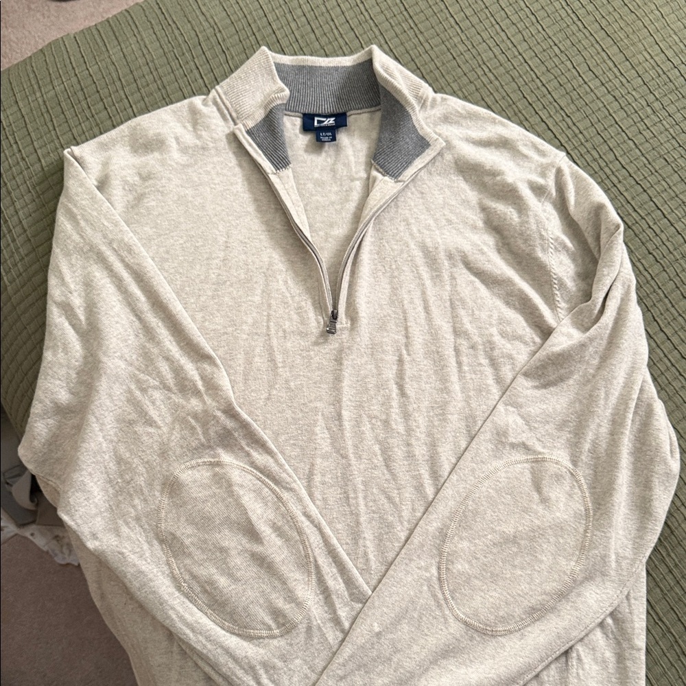 Cutter and Buck Heathered Cream Quarter-Zip Pullover